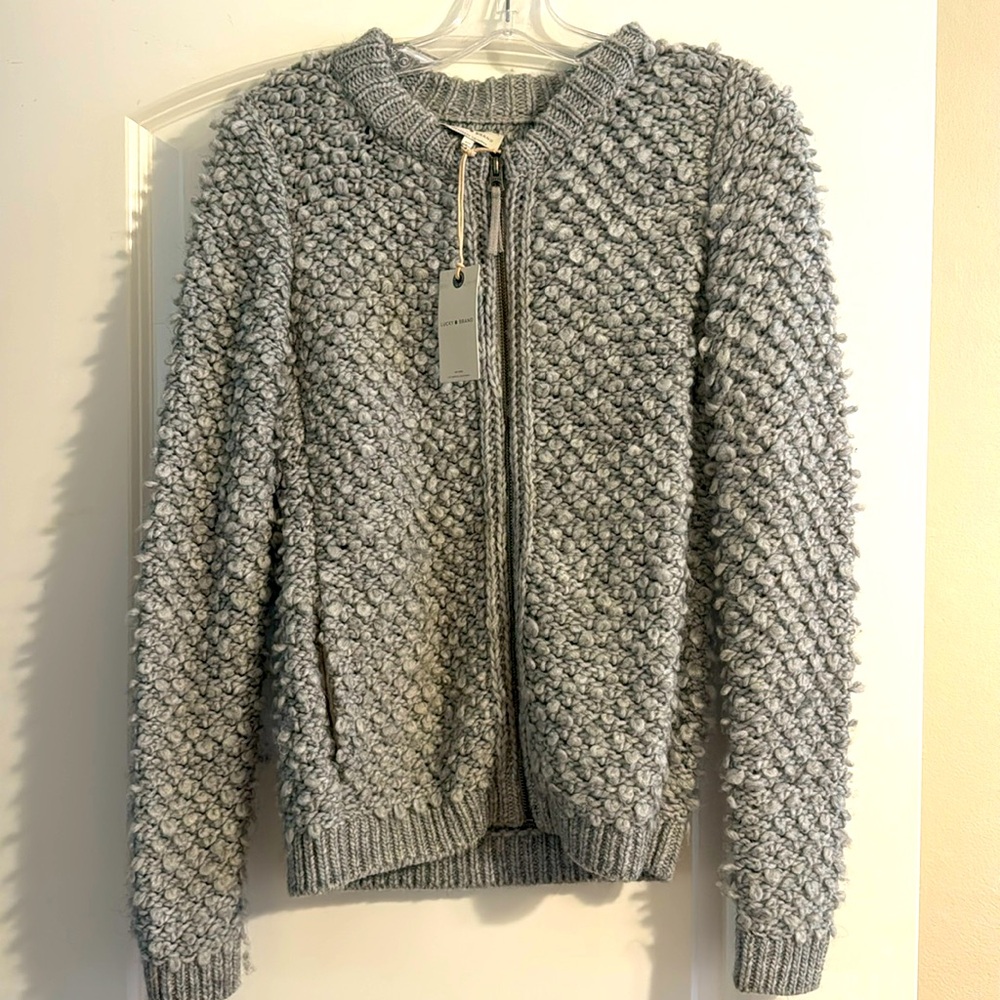 Women’s Gray Lucky Brand Gray zip sweater sz XS
